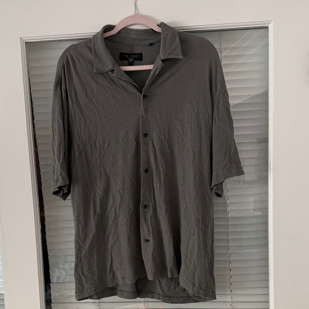 Rag & Bone Men's Casual Short-Sleeve Button-Down — Charcoal Gray